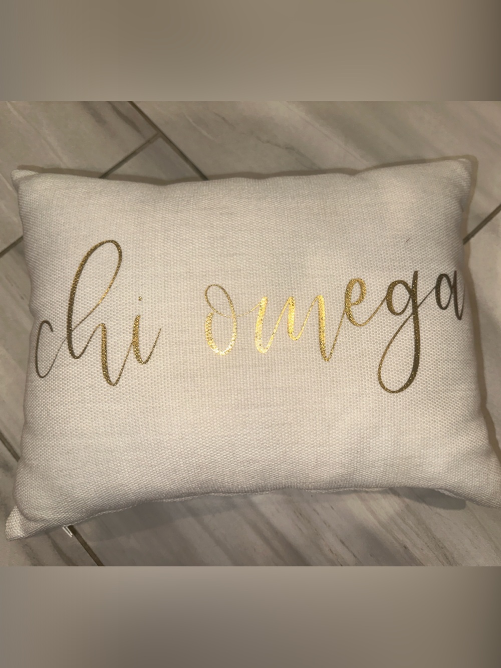 Chi Omega Sorority decorative pillow.